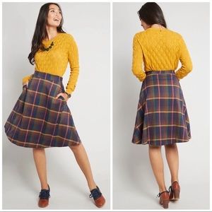GUC Modcloth Prim Class Hero plaid A line skirt